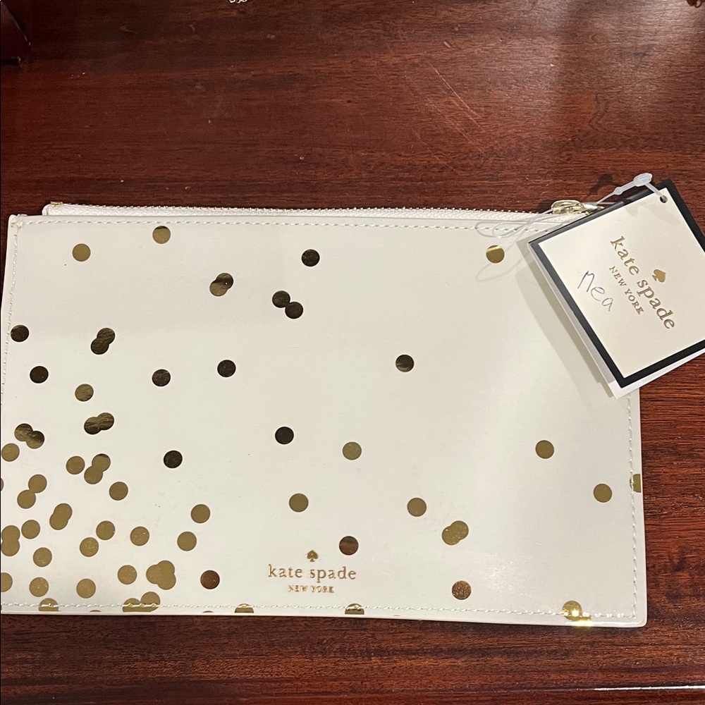 Kate Spade Gold Polka Dot pencil case - Picture 1 of 2